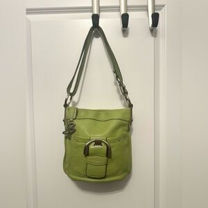 B Makowsky Bright Green Pebble Leather Convertible Crossbody/ Shoulder Bag